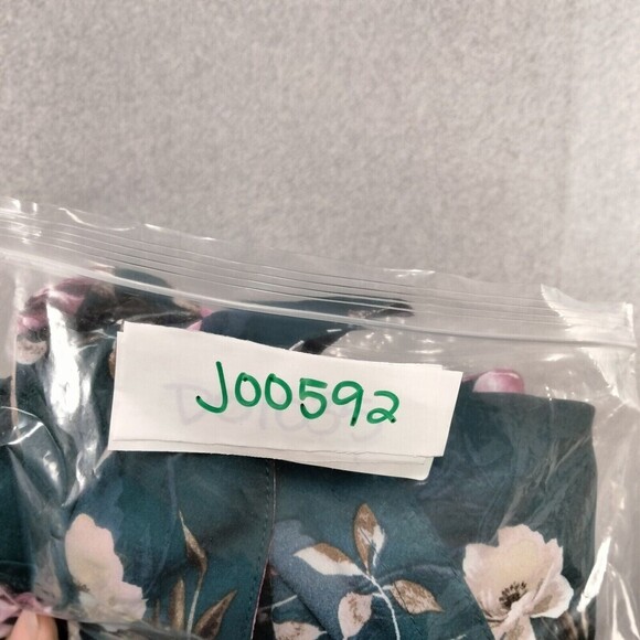 Torrid Harper Blouse Wmns Sz 2 Georgette Teal Floral Long Sleeve Back Tie V-Neck - Picture 12 of 12